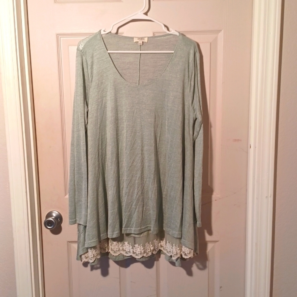 UMGEE LARGE BOHO LIGHT GREEN SWING DRESS WITH LACE DETAIL